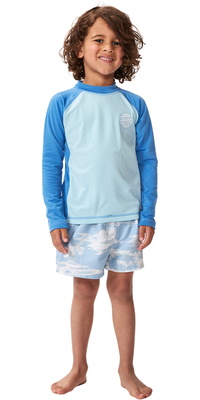 2026 Rip Curl Kids Icons UV Brushed Long Sleeve Lycra Vest TNHTRV - Blue Gum