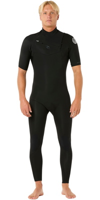 2026 Rip Curl Mens Dawn Patrol 2/ 2mm Short Sleeve Chest Zip Wetsuit 16VMFS -.. Black