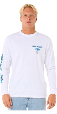 2026 Rip Curl Herre Fade Out Icon Langærmet T-shirt 0BQMTE - White