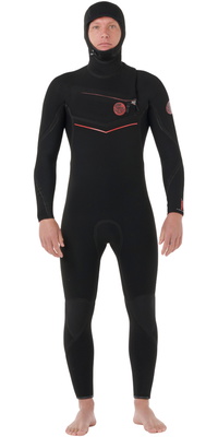 2026 Rip Curl Herre Flashbomb Fusion 5/4mm Hætteklædt Chest Zip Våddragt 173MFS - Black