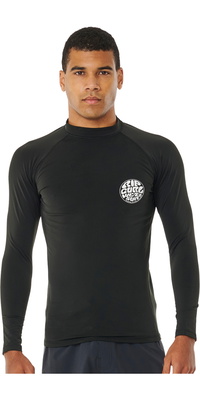 2025 Rip Curl Mens Icons UPF Brushed Long Sleeve Lycra Vest 153MRV - Black