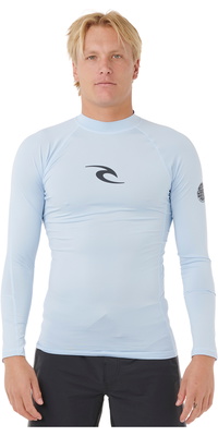 2025 Rip Curl Mens Waves Perf Langærmet Lycravest 16FMRV - Blue Wind
