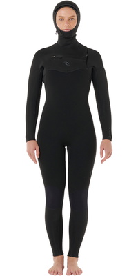 2026 Rip Curl Kvinder Dawn Patrol 5/4mm Hætte Chest Zip Våddragt 15YWFS -.. Black