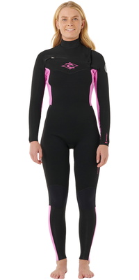 2025 Rip Curl Dame Dawn Patrol 5/3mm Chest Zip Våddragt 15ZWFS - Black / Pink