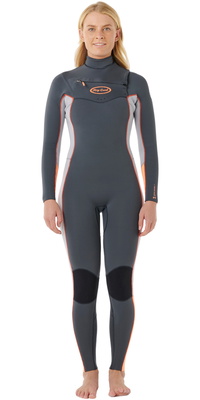 2025 Rip Curl Dame Dawn Patrol Pro 3/2mm Chest Zip Våddragt 16UWFS -.. Charcoal