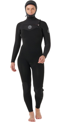 2026 Rip Curl Womens Flashbomb 6/ 4mm Hooded Chest Zip Wetsuit 16FWFS -.. Black