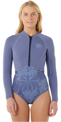 2025 Rip Curl Womens G-Bomb 1.5mm Long Sleeve Front Zip Springsuit Wetsuit 13PWSP -.. Grey Blue