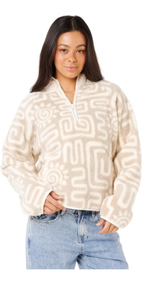 2025 Rip Curl Dame Sunset Luau 1/4 Lynlås Polar Fleece 0AGWFL - Bone