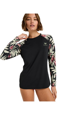 2025 Roxy Womens Basic Mix Langærmet Lycravest ERJWR03872 - Anthracite Wind Swept Floral
