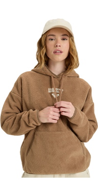 2025 Roxy Womens Cool Calling Polar Fleece Hættetrøje ERJPF03221 - Woodsmoke