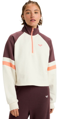 2025 Roxy Dame Essential Energy Boxy Half Zip Sport Fleece ERJFT05011 - Whisper White