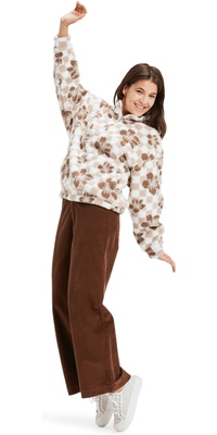 2025 Roxy Dame Jive Talking Bonded Half Zip Printed Polar Fleece ERJPF03208 - Egret Hibi Square