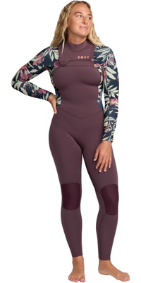 2025 Roxy Dame Swell Natural 5/4mm Chest Zip Våddragt Med Lynlås 26BW213510 - Black Multi