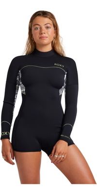 2026 Roxy Dame Swell Serie 2mm Langærmet Back Zip Springsuit Våddragt ERJW403054 - Egret Mo Rockin Vibes