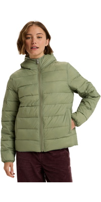 2025 Roxy Dame Wind Bliss Hætte Letvægts Pakbar Polstret Jakke ERJJK03691 - Oil Green
