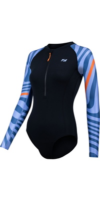 2025 ZONE3 Kvinders OWS Renew Langærmet Badedragt SW25WOWSLS101 - Black / Multi Blue