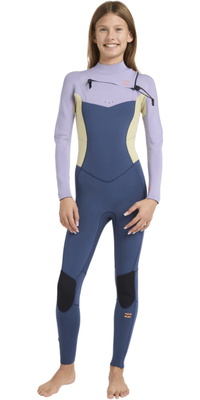 2026 Billabong Junior Synergy Natural 4/3mm Chest Zip Våddragt Med Lynlås 24RW193504 - Stormy Blue