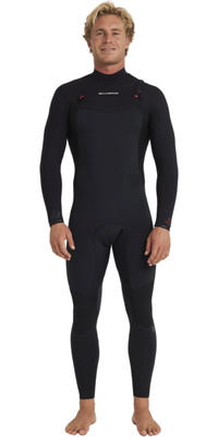 2026 Billabong Herre Revolution Naturfarvet 4/3mm Chest Zip Våddragt 24AW193512 - Black Red