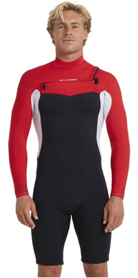 2026 Billabong Herre Revolution Natural AI 2mm Langærmet Chest Zip Shorty Våddragt ABYW400128 - Deep Red