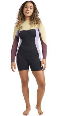 2026 Billabong Kvinders Synergy Naturlig 2mm Langærmet Chest Zip Springsuit Wetsuit 24BW193513 - Grey Violet