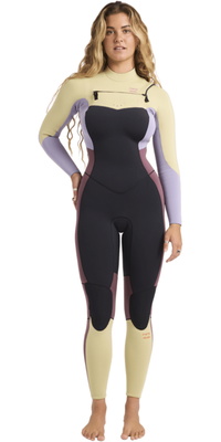 2026 Billabong Kvinders Synergy Naturlig 3/2mm Chest Zip Våddragt 24BW193514 - Grey Violet