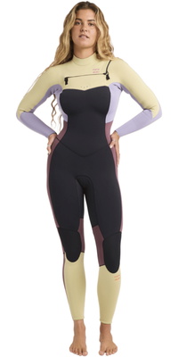 2026 Billabong Kvinders Synergy Naturlig 4/3mm Chest Zip Våddragt 24BW193515 - Grey Violet