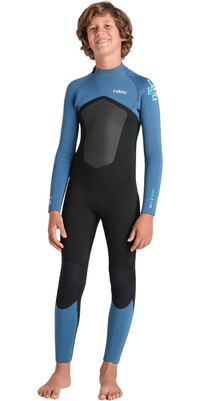 2026 C-Skins Junior Nuwave Legend 5/4/3mm Back Zip Våddragt C-NLE54JBZ - Black / Stålblå / Aqua
