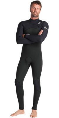 2026 C-Skins Herre Nuwave Session 4/3mm Chest Zip Våddragt C-NSE43MCZ - Black / Black X / Sølv