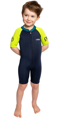 2026 C-Skins Nuwave C-Kid Front Zip Shorty Våddragt C-NBA32SH - Bluestone / Lime