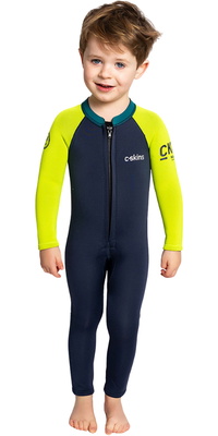 2026 C-Skins Nuwave C-Kid Front Zip Våddragt C-NBA32ST - Bluestone / Lime