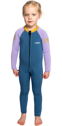 2026 C-Skins Nuwave C-Kid Front Zip Våddragt C-NBA32ST - Steel Blue / Lilla