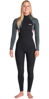 2026 C-Skins Dame Nuwave Element 3/2mm Back Zip Våddragt C-NEL32STW - Black / Skovgrøn / Rosa