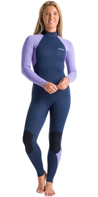 2026 C-Skins Dame Surflite 3/2mm Back Zip Våddragt C-SL32WBZ  Bluestone / Lilla / White