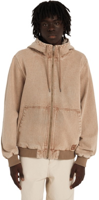 2026 Element Herre Dulcey Lavvandshøjde Denim Hooded Jakke ELYJK00300 - Beige Tint Wash