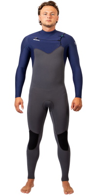 2026 GUL Herre Yulex Flexor 3/2mm Chest Zip Våddragt FX1219-GRBL - Grå / Blue
