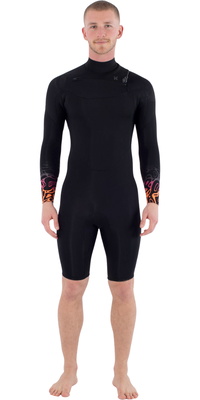 2026 Hurley Herre Air Bubble 2/ 2mm Langærmet Chest Zip Shorty Våddragt MSS0013272 - Black Bubble
