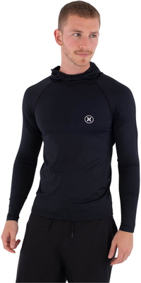2026 Hurley Herre Slim Fit Icon Hooded Long Sleeve Lycra Vest MLEU00001 - Black