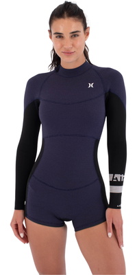 2026 Hurley S Air 2mm Back Zip Mid Shorty Springsuit WSS0014212 - Vintage Iris