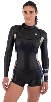 2026 Hurley Dame Air 2mm Back Zip Shorty Springdragt WSS0014252 - Black Skin