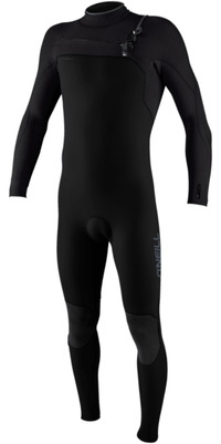 2026 ONeill Junior Hyperfreak 3/2mm + Chest Zip Våddragt 5350 - Black / Hærdet Stål / Hærdet Stål