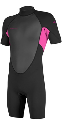 2026 ONeill Junior Reactor -2 2mm Back Zip Shorty Våddragt 5045B - Black / Berry