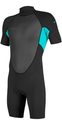 2026 ONeill Junior Reactor -2 2mm Back Zip Shorty Våddragt 5045B - Black / Lyseblå