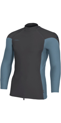 2026 ONeill Herre Hyperfreak Skins Langærmet Lycra-vest 5691 - Tempered Steel / Blue Fusion