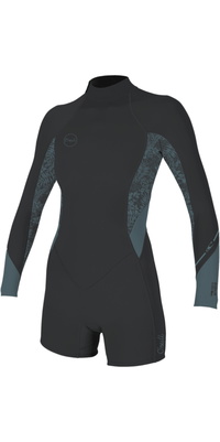 2026 ONeill Womens Bahia 2/1mm Back Zip Langærmet Springsuit-våddragt 5291 - Tempered Steel / Shaded Island Sky / Shade