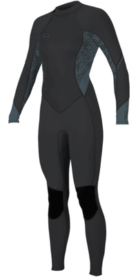 2026 ONeill Womens Bahia 3/2mm Back Zip Våddragt 5292 - Tempered Steel / Shaded Island Sky / Shade