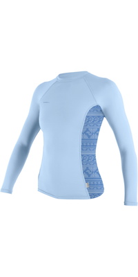2026 ONeill Womens Hyperfreak Skins Langærmet Lycra-vest 5695  Chambray Blue / Surf Abstract