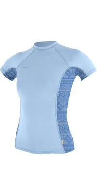 2026 ONeill Womens Hyperfreak Skins Lycra-vest Med Korte ærmer 5694  Chambray Blue / Surf Abstract