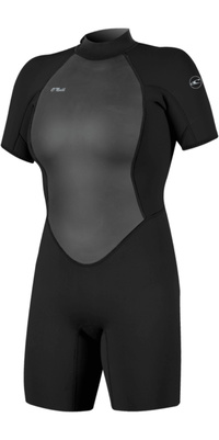 2026 ONeill Womens Reactor -2 2mm Back Zip Shorty Wetsuit 5043B - Black / Black