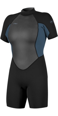 2026 ONeill Dame Reactor -2 2mm Back Zip Shorty Våddragt 5043B - Black / Copen Blue