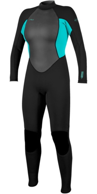 2026 ONeill Dame Reactor -2 3/2mm Back Zip Våddragt 5042B - Black / Lyseblå